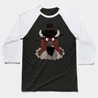 Funny buffalo bison cartoon illustration Baseball T-Shirt